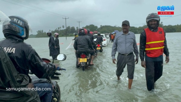 வெள்ளநீரில் மூழ்கிய வட்டுவாகல் பாலம்; ரவிகரன் எம்.பி கள ஆய்வு..! 