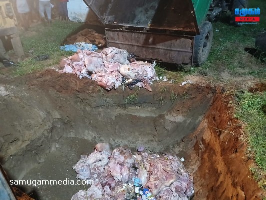 சுகாதாரமற்ற முறையில் வாகனத்தில் கொண்டுசெல்லப்பட்ட மாட்டிறைச்சிகள் அழிப்பு..! 