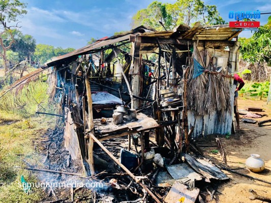 திருமலையில் திடீரென தீப்பற்றி எரிந்த குடிசை வீடு; நாசமான சொத்துக்கள்..! 