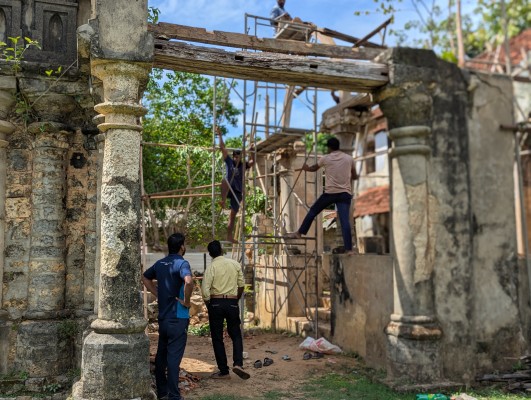 மந்திரி மனை சேதமடைவதை பாதுகாப்பதற்கான பணிகள் ஆரம்பம் 