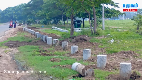 பண்ணை சுற்றுவட்டத்தில்  மீண்டும் எல்லைக் கற்கள் நாட்டும் தொல்லியல் திணைக்களம்! 